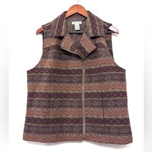ORVIS Wool Blend Southwestern Vest Zipper Front Women’s Size 14/16 Equestrian